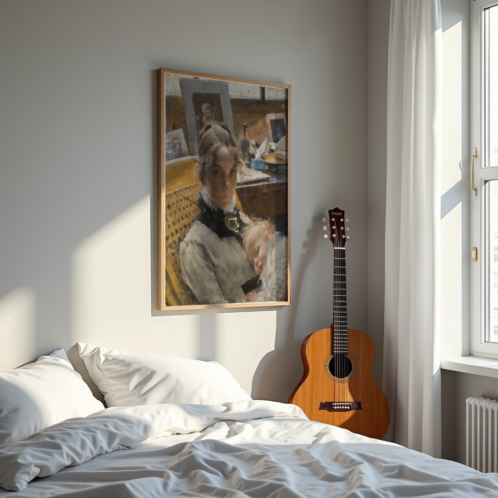 Carl Larsson Wife and their poster visualiserad på vägg – från Posternord i hög kvalitet