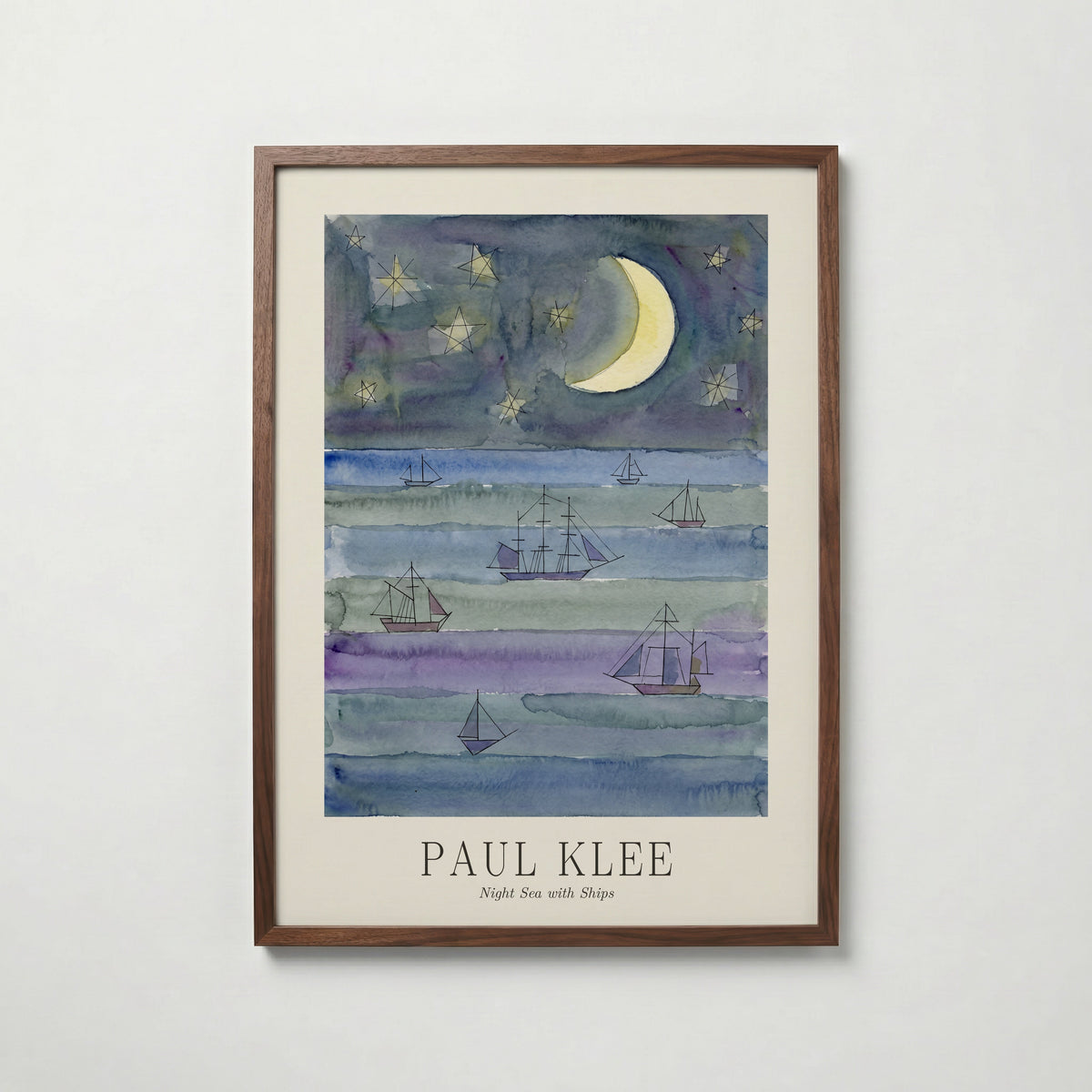 Paul Klee Night Sea with Ships Poster – valnötsram