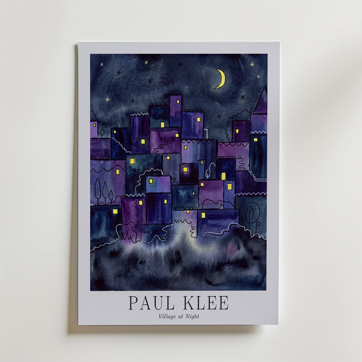 Paul Klee Village at Night Poster – med passepartout