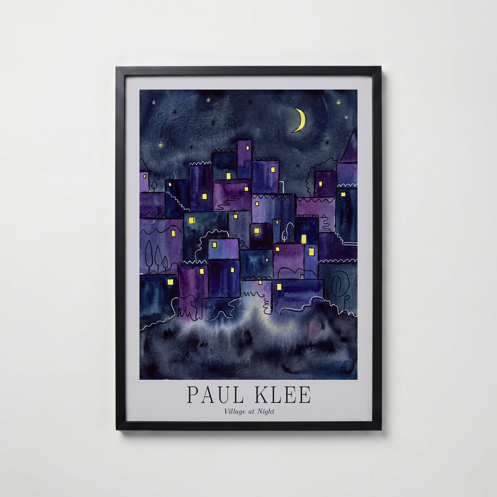 Paul Klee Village at Night Poster – svart ram