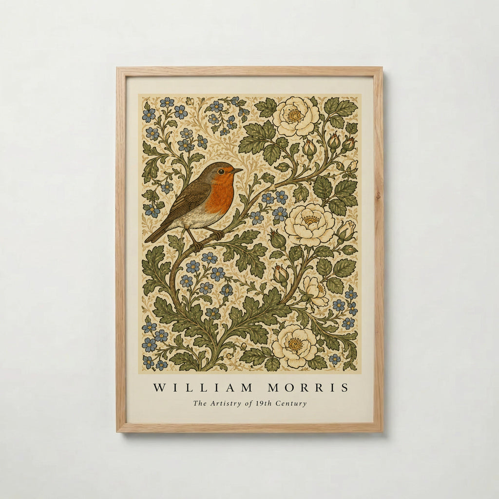 Robin Among Roses William Morris Poster