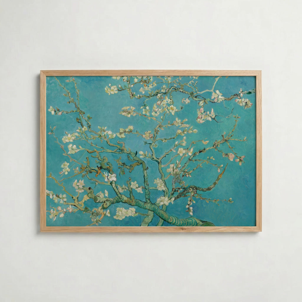 Vincent Van Gogh Almond Blossom 1890 affisch i ljus ekram med naturligt träutseende – Posternord