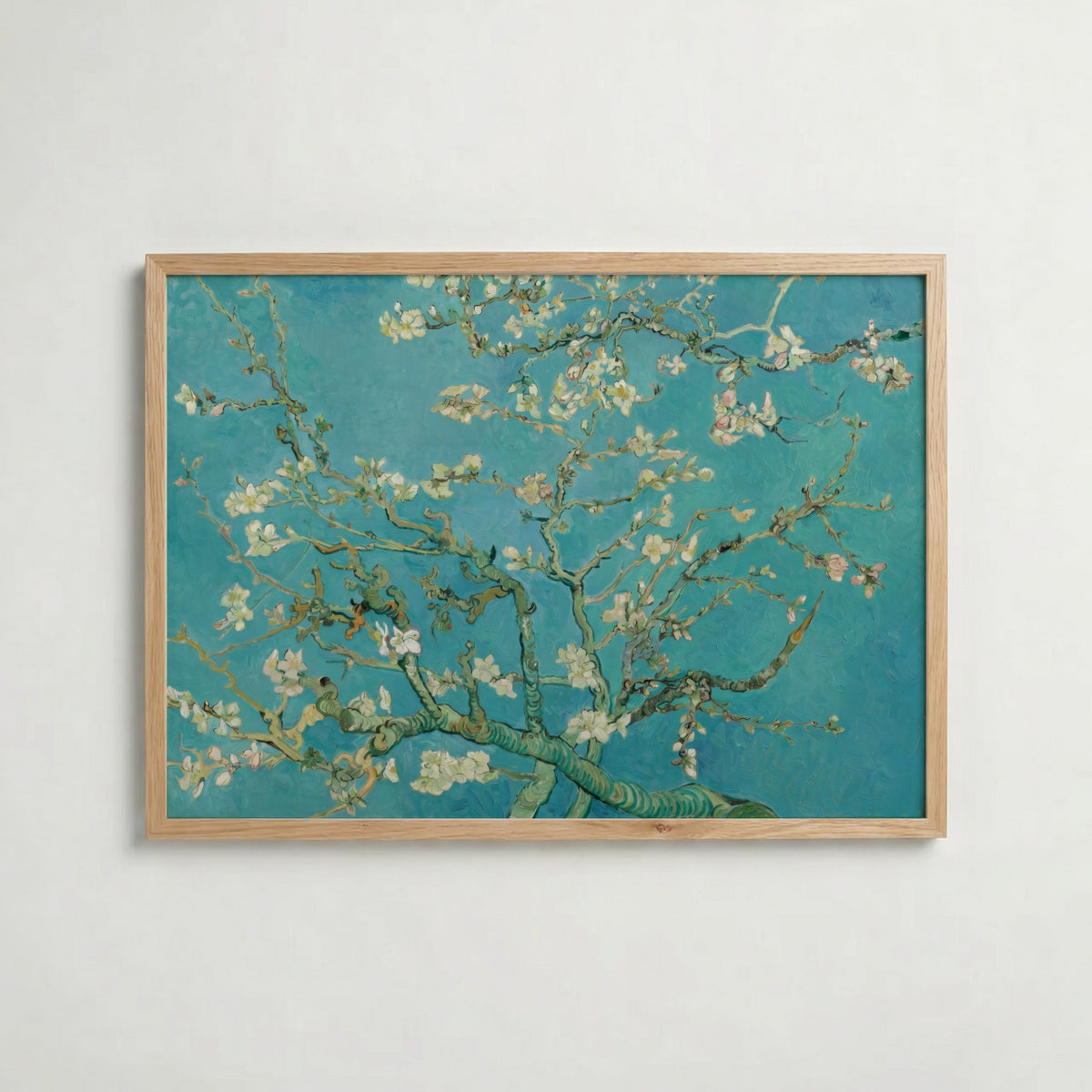 Vincent Van Gogh Almond Blossom 1890 affisch i ljus ekram med naturligt träutseende – Posternord