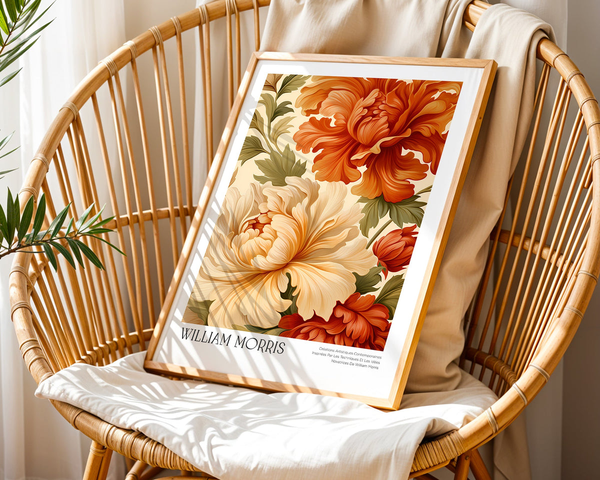 William Morris Amber Peony poster visualiserad på vägg – från Posternord i hög kvalitet