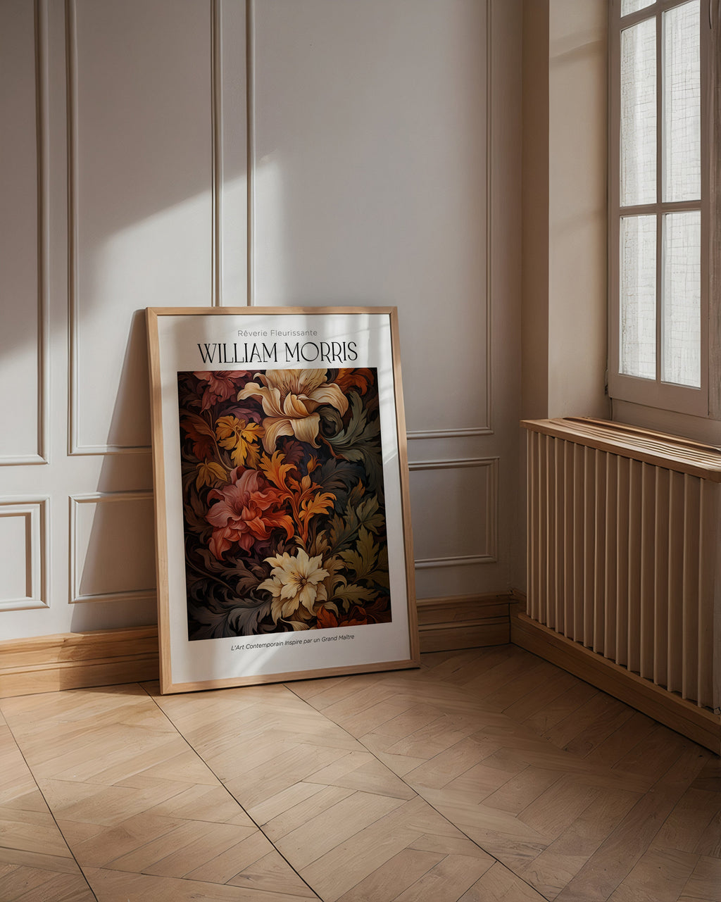 Mockup av William Morris Autumn affisch på vägg – köp enkelt hos Posternord i hög kvalitet