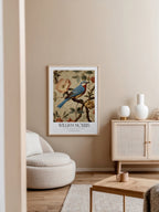Mockup av William Morris Bluebird affisch på vägg – köp enkelt hos Posternord i hög kvalitet