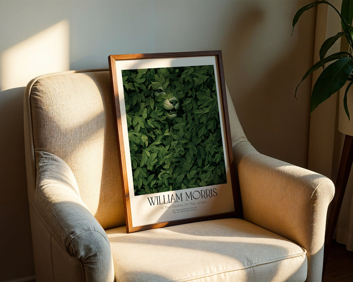 William Morris Hidden Lion poster visualiserad på vägg – från Bozetto i hög kvalitet